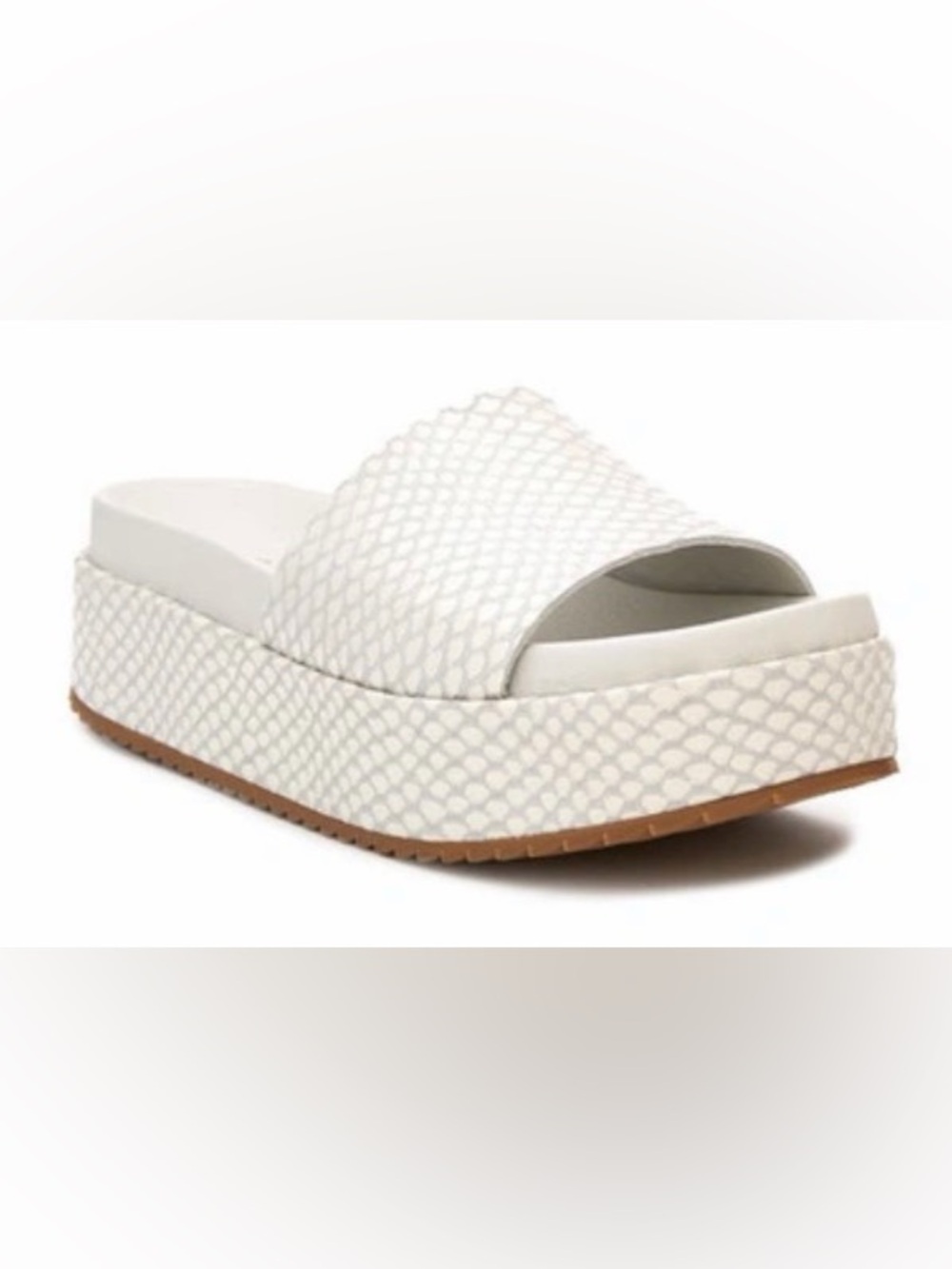Matisse White Textured Platform Slide Sandals